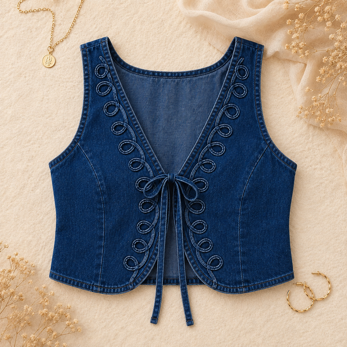BLUSA SALVAJE CON ACCESORIO AZUL