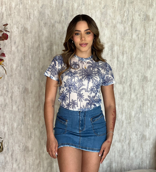 BLUSA LOLA PALMERAS AZULES